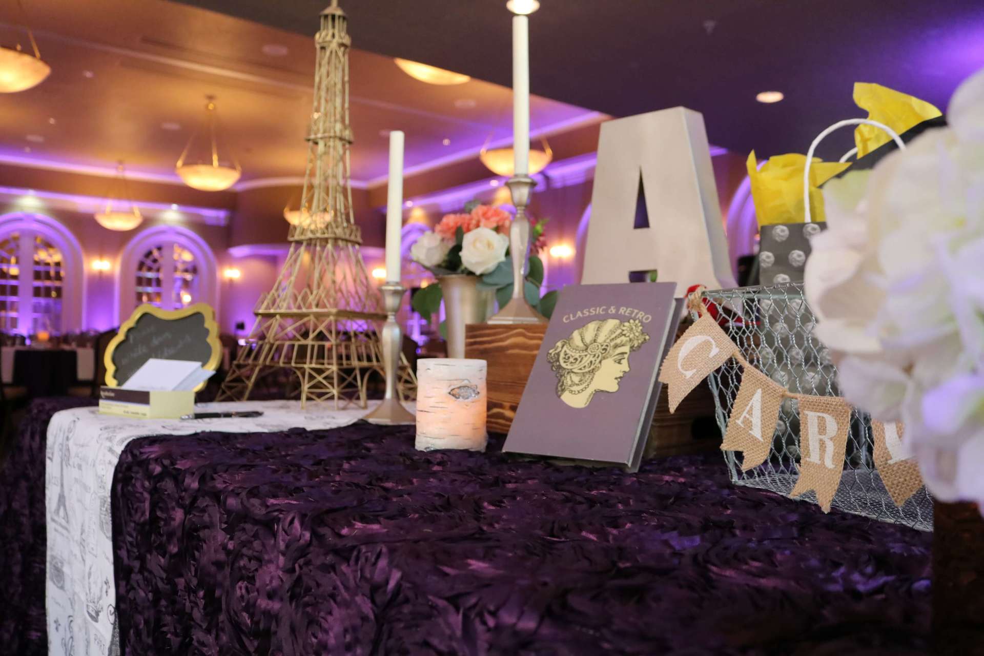 Sterling Hotel Wedgewood Sacramento Wedding Soft Purple Uplighting Brighten Up Event Lighting