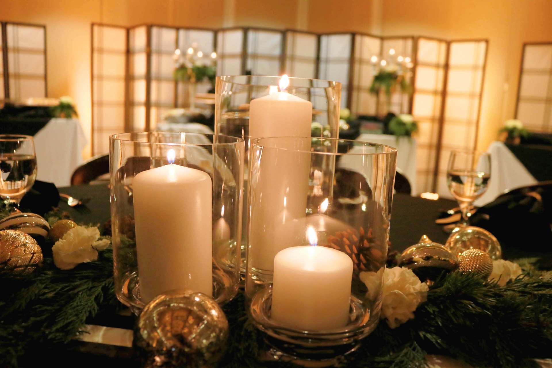 tsakopoulos library galleria downtown sacramento amber gold uplighting holiday party decor