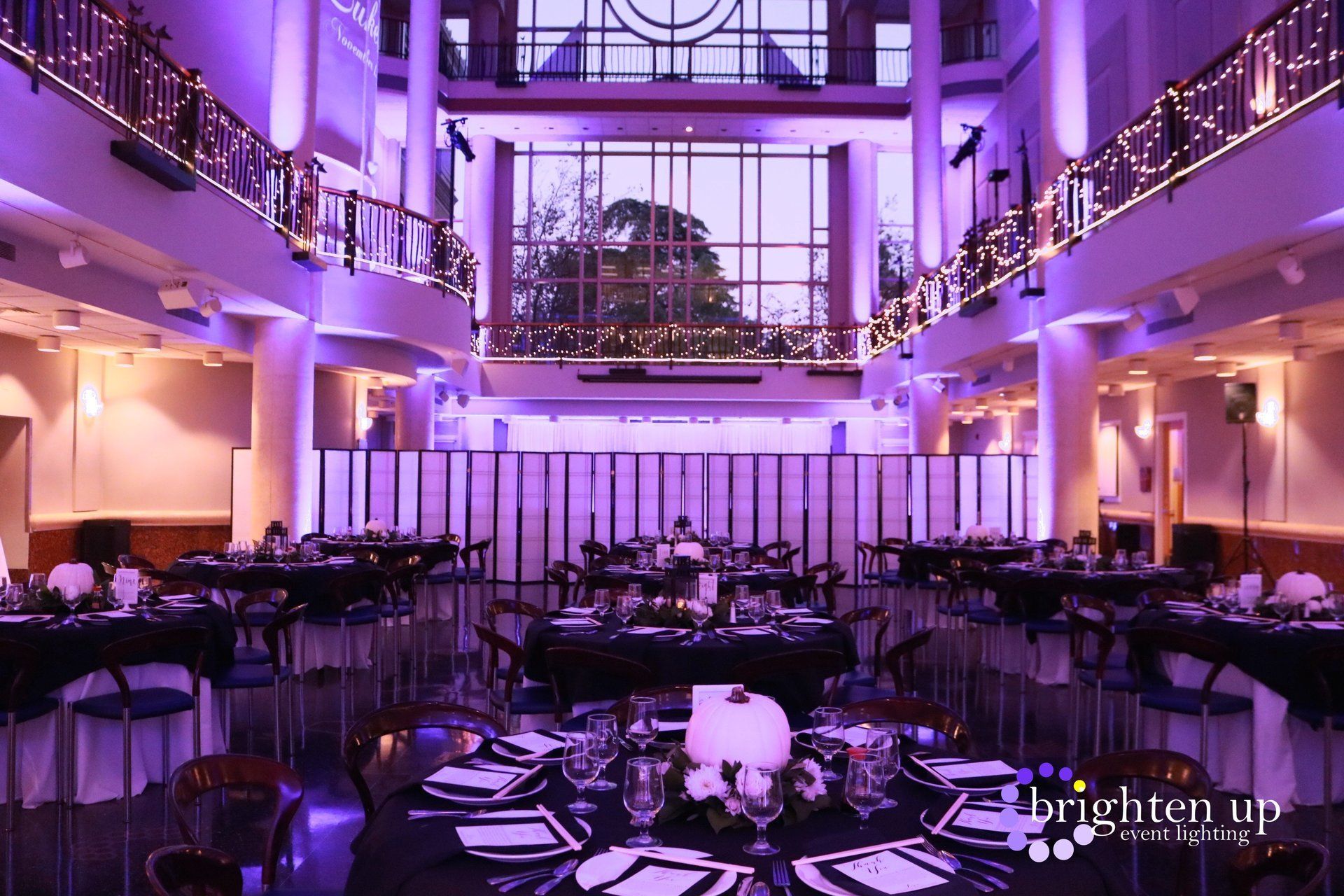 Tsakopoulos Library Galleria Wedding Uplighting Purple Brighten Up Event Lighting