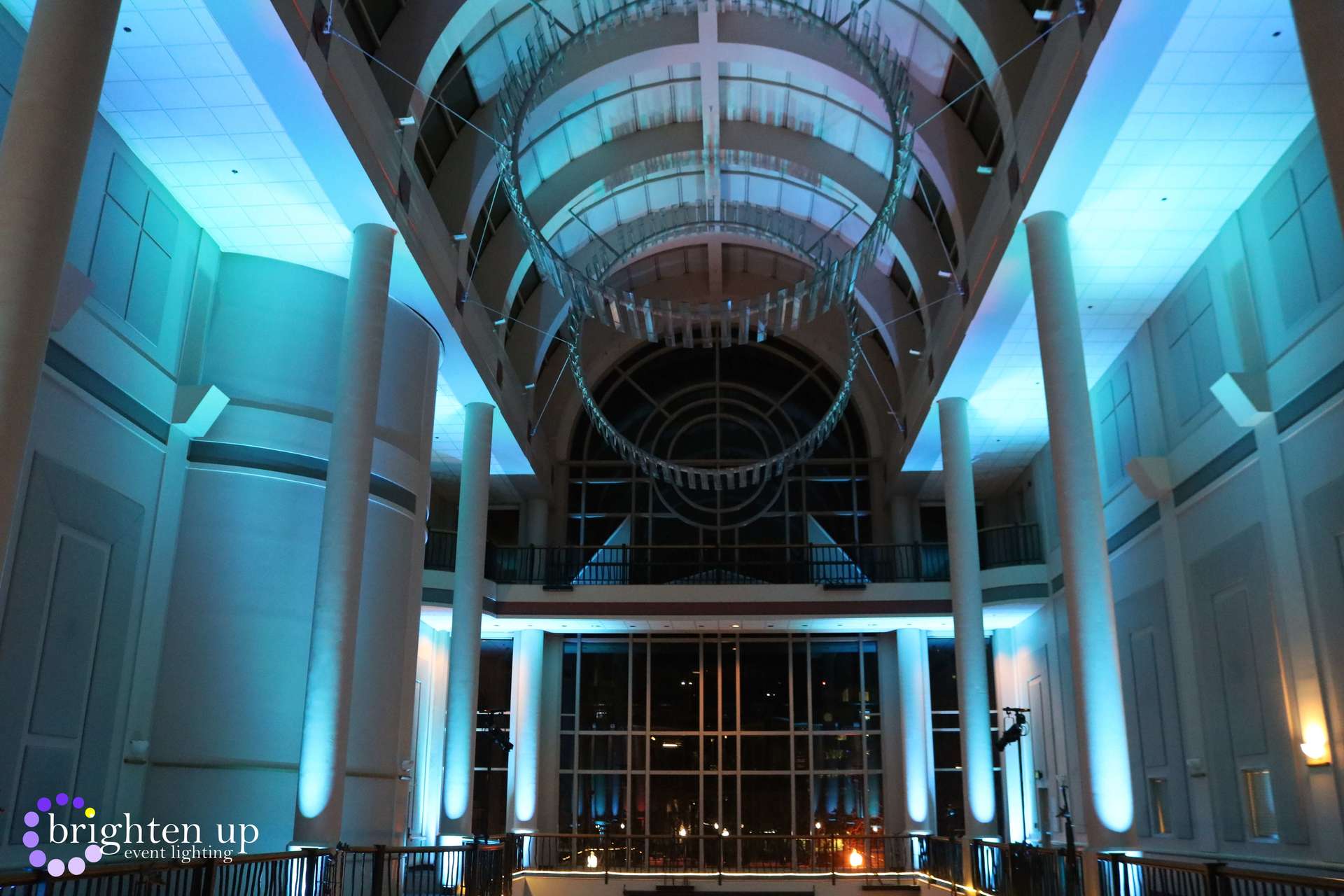 Tsakopoulos Library Galleria Turquoise Wedding Uplighting Brighten Up Event Lighting