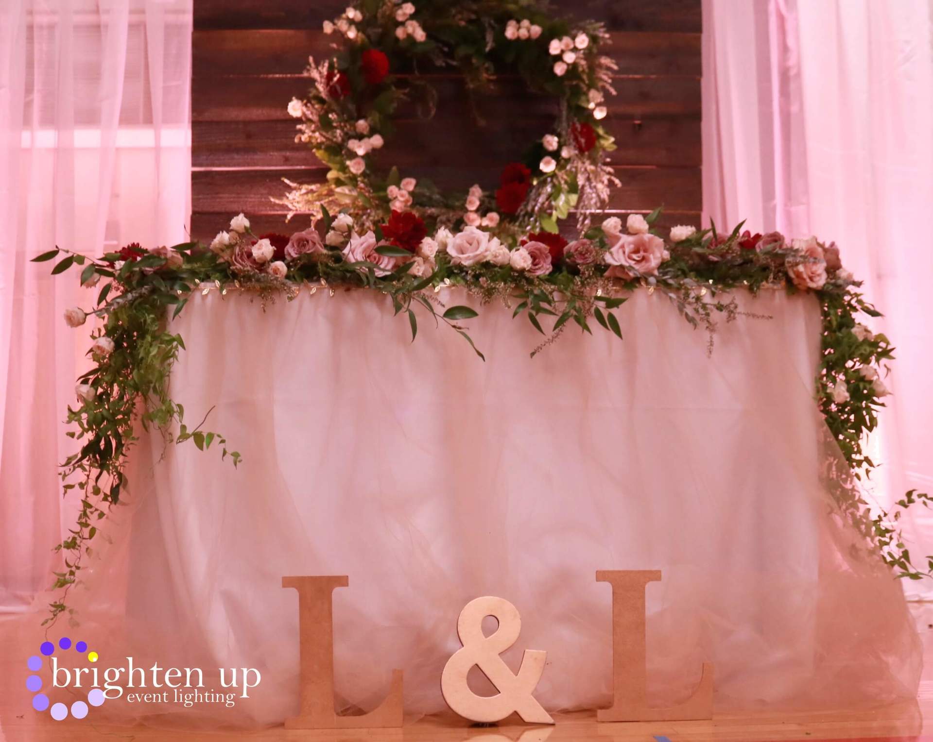 Turn Verein Sacramento Pink Uplighting Bride Groom Table