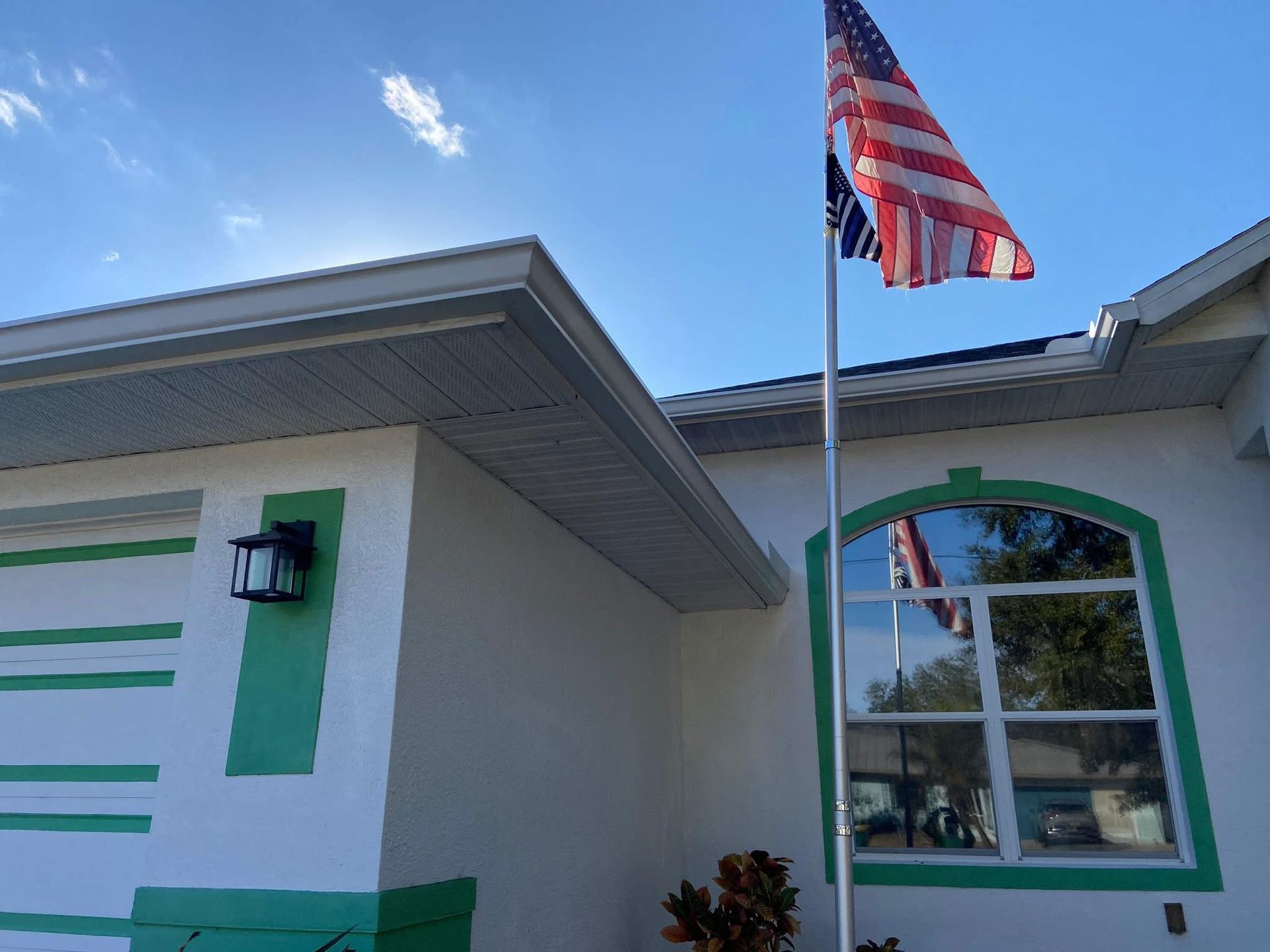 Drainage system of white painted metal
