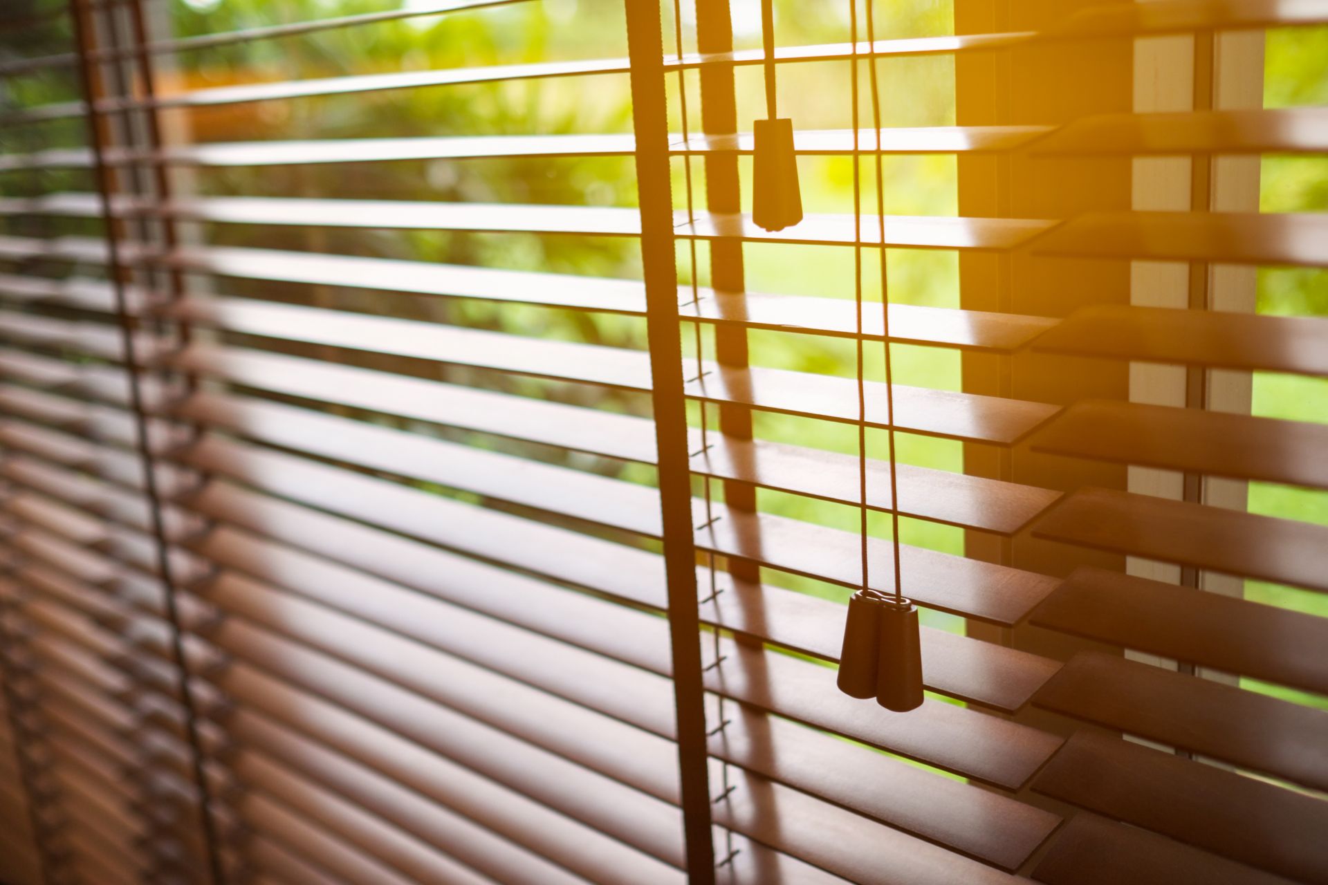 Wooden blinds with sunlight. Wooden blinds with sunlight.