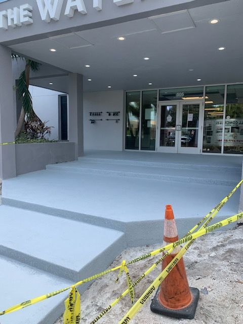 A building with the word the water on it