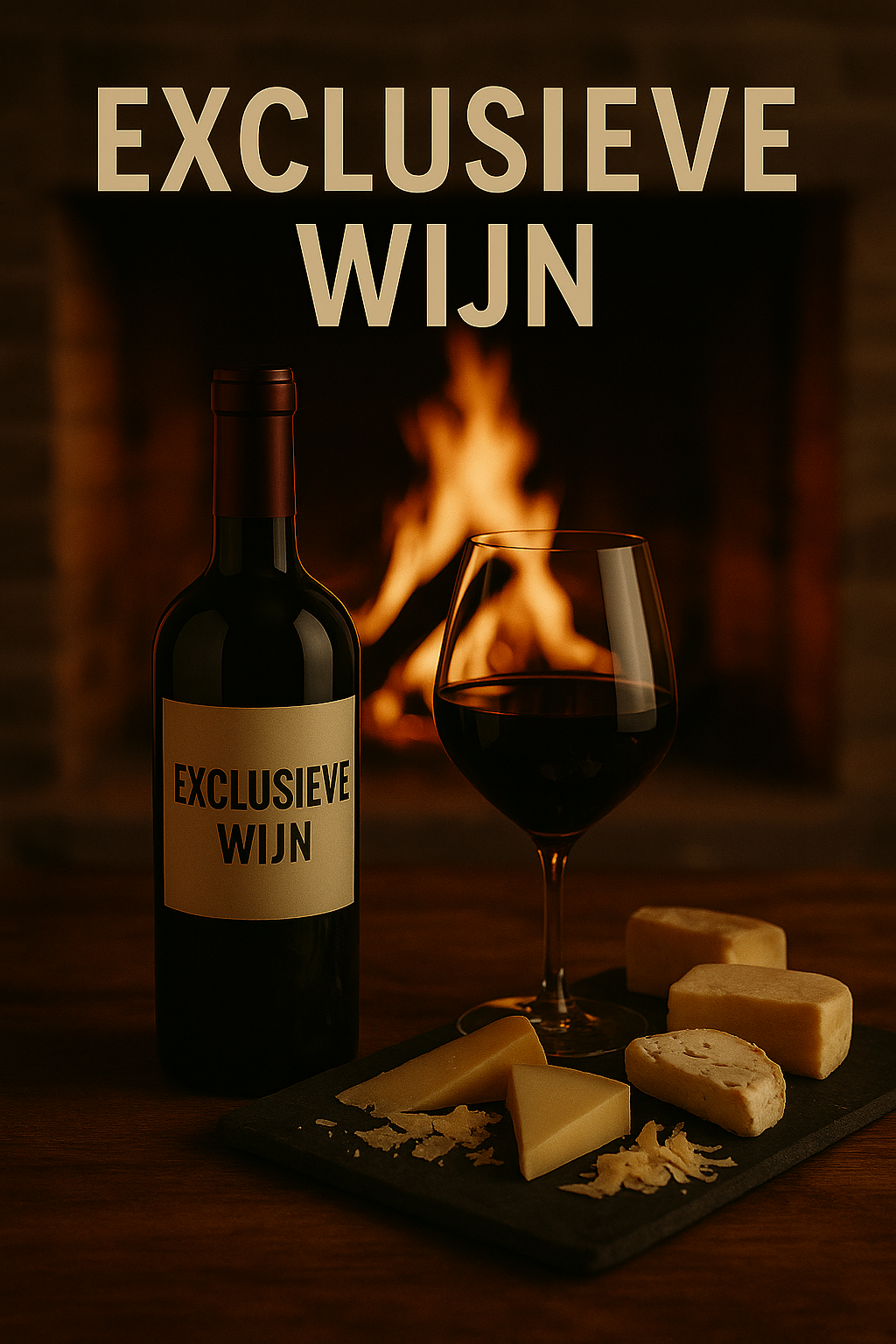 een fles exclusieve wijn naast een glas wijn