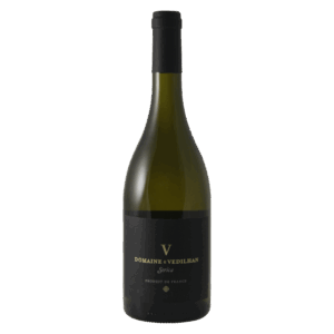 Witte wijn, Grenache druif, Languedoc Frankrijk – Domaine V Vedilhan wijn met stijlvol donker etiket