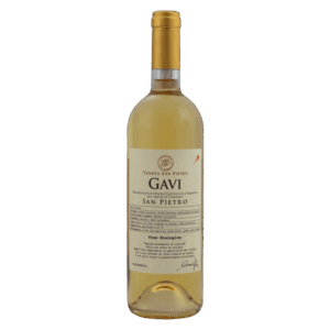 Witte wijn, Cortese druif, Piemonte Italië – Gavi San Pietro in slanke fles, frisse Italiaanse wijn