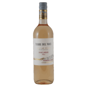 Rosé wijn van Pinot Grigio druif uit Italië, frisse Italiaanse wijn met lichte kleur, zacht rood fruit en citrus in de wijn.