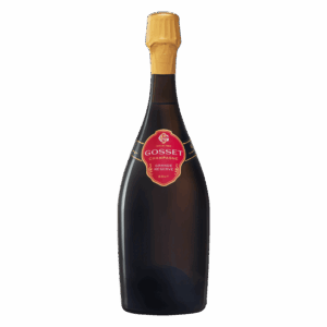 Champagne uit Frankrijk, Gosset Grande Réserve Brut in klassieke fles met rood etiket en goudkleurige capsule