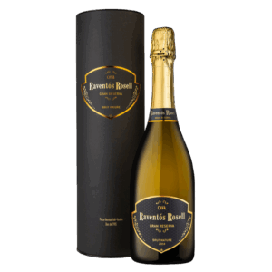 Cava Raventós Rosell Gran Reserva wijn met gouden capsule in luxe zwarte geschenkverpakking – Spaanse bubbelwijn