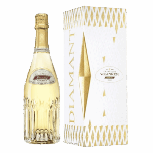 Champagne Vranken Diamant Brut wijn in kristalachtige fles met luxe witte en gouden geschenkdoos – feestelijk cadeau
