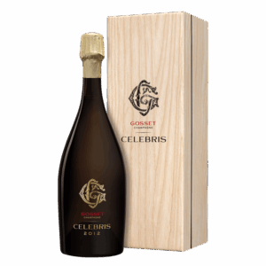 Champagne wijn – Gosset Celebris 2012 in luxe houten geschenkdoos met zwart en goud wijnlabel voor feestelijke gelegenheden