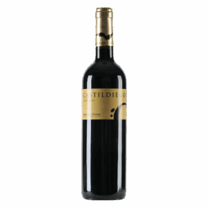 Spaanse wijn van Tempranillo uit Castilla y León, Castildiego met goudkleurig etiket en soepele rode wijn met fruitigheid