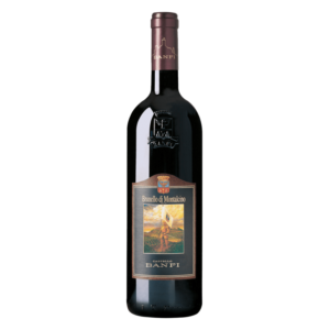 Italiaanse wijn van Sangiovese uit Toscane, Brunello di Montalcino van Banfi met klassiek etiket en volle rode wijn