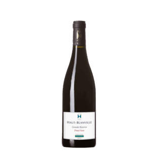 Franse wijn van Pinot Noir uit Languedoc, Haut-Blanville Grande Réserve met strak etiket en soepele rode wijn