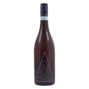Rode mousserende wijn – Brachetto wijn uit Piemonte Italië, zoete wijn in paarse fles met modern etiket