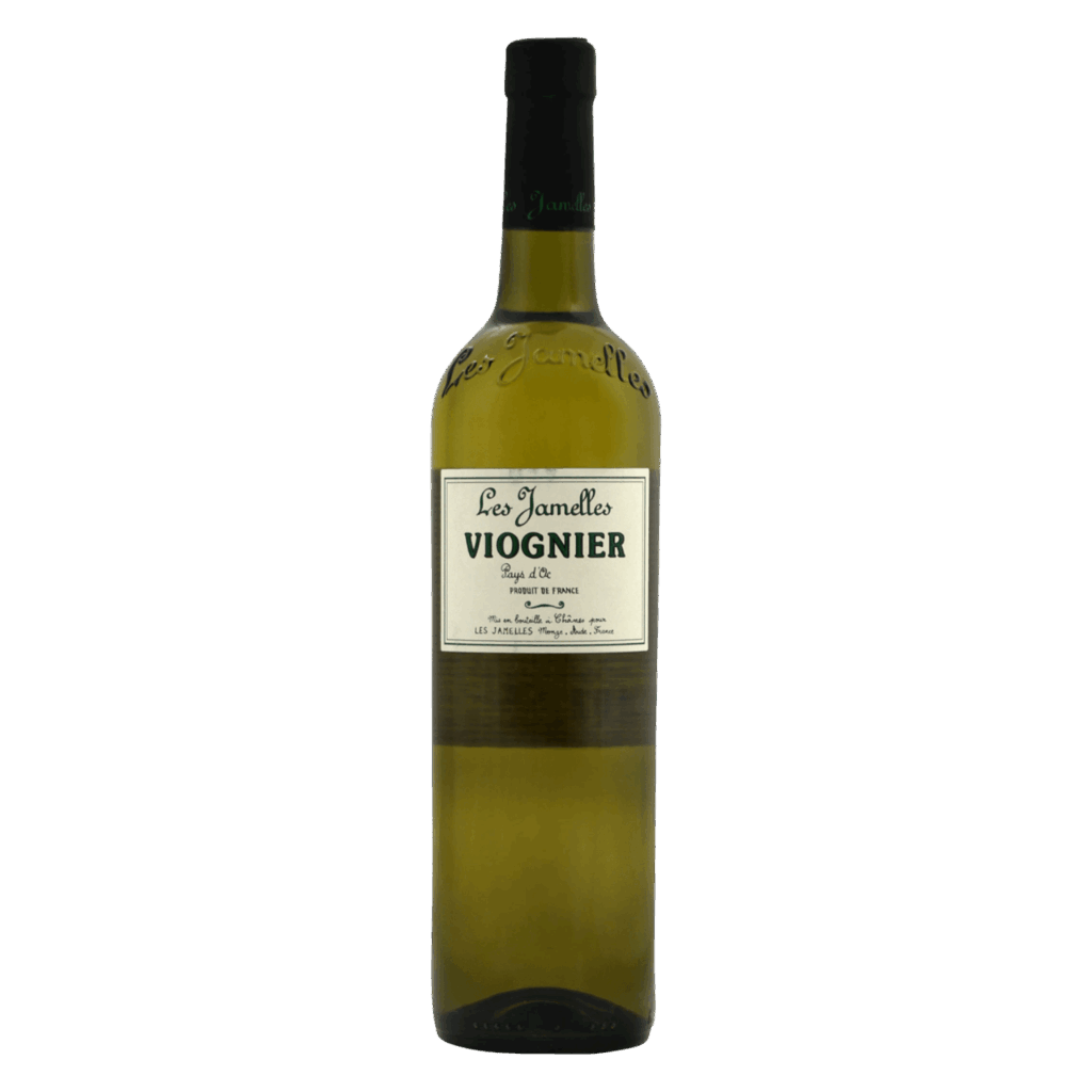 Witte wijn van Viognier druif uit Pays d’Oc Frankrijk, aromatische wijn met abrikoos en bloemige tonen, Franse wijn.