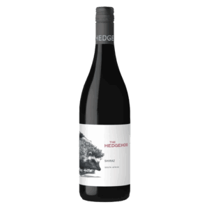 Zuid-Afrikaanse wijn van Shiraz, The Hedgehog met modern wit etiket en krachtige rode wijn met kruidige afdronk