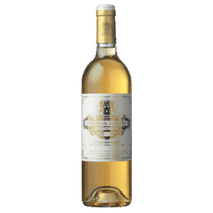 Dessertwijn Château Coutet, Sauternes-Barsac Frankrijk, elegante goudgele wijn met klassiek Frans etiket