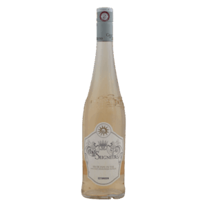 Rosé wijn uit Zuid-Frankrijk, Seigneur de Saint Louis wijn met reliëffles en sierlijk etiket, elegante rosé wijn
