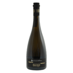 Prosecco wijn La Corte dell’Ulivo in donkere fles uit Italië met gouden accenten en verfijnde uitstraling