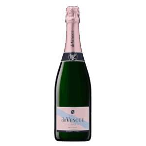 De Venoge Brut Rosé champagne wijnfles met roze capsule, verfijnde mousserende wijn uit Épernay Frankrijk