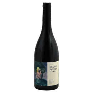 Rode wijn van Syrah uit Languedoc Frankrijk, Hautes Pistes wijn met karakteristiek etiket en stevige Zuid-Franse stijl