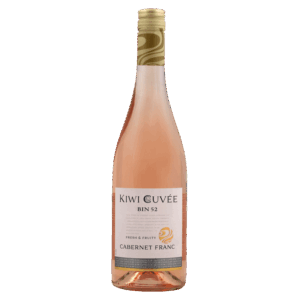 Rosé wijn van Cabernet Franc, Kiwi Cuvée wijn uit Frankrijk met licht etiket en goudkleurige dop, fruitige wijn