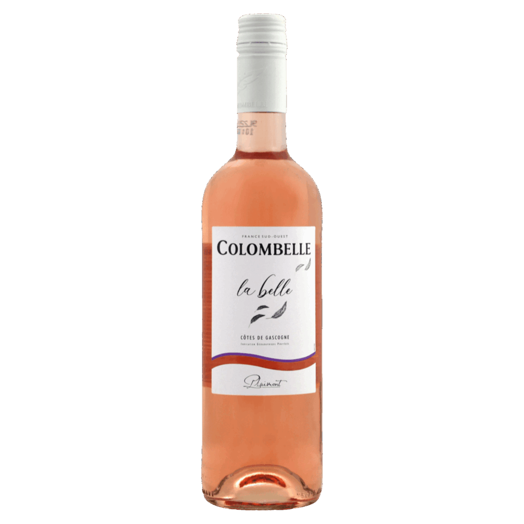 Rosé wijn uit Gascogne Frankrijk, frisse wijn van Colombelle La Belle in elegante fles met wit etiket