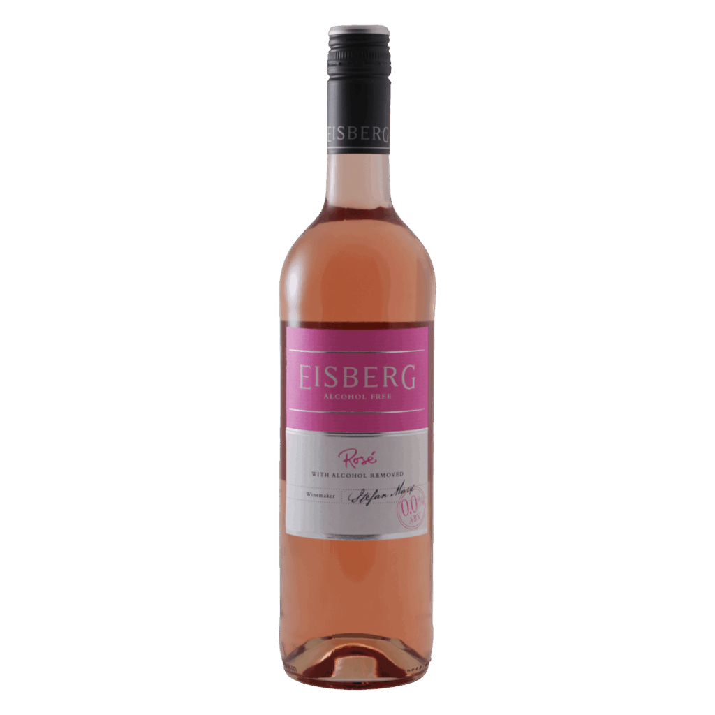 Rosé wijn alcoholvrij van Eisberg, frisse wijn met helder roze kleur in klassieke fles, 0.0% rosé wijn