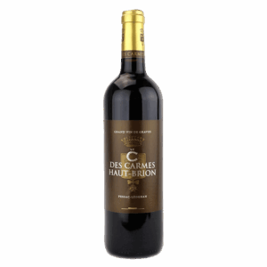 Rode wijn Pessac-Léognan uit Bordeaux Frankrijk met goudbruin etiket en gouden capsule, Franse wijn