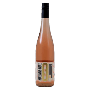 Rosé wijn alcoholvrij, Kolonne Null wijn uit Duitsland met modern etiket in slanke fles, frisse rosé wijn