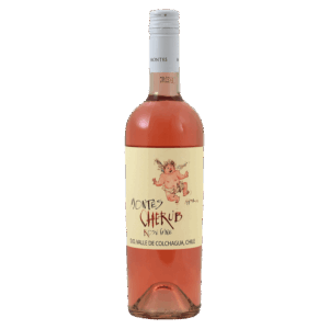 Rosé wijn uit Colchagua Chili, wijn van Montes Cherub met speels etiket en heldere kleur, frisse zomerwijn