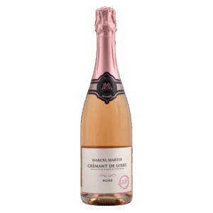 Mousserende rosé wijn uit Loire Frankrijk, Crémant de Loire van Marcel Martin in elegante fles met roségouden tint