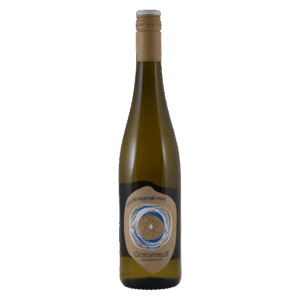 Witte wijn, Silvaner druif, Rheinhessen Duitsland – Gustavshof wijn met artistiek cirkellabel en kraftkleur capsule