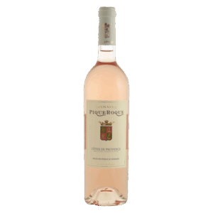 Rosé wijn van Grenache druif, wijn uit Provence Frankrijk, lichte wijn in elegante fles, Domaine Pique Roque