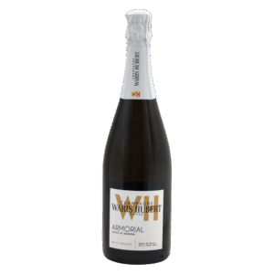 Champagne uit Frankrijk, Waris-Hubert Armorial Blanc de Blancs in fles met wit-goud etiket en witte capsule