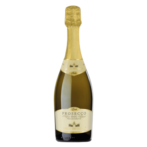 Mousserende wijn uit Italië, Itynera Prosecco DOC in stijlvolle fles met goudkleurige capsule en crèmekleurig etiket