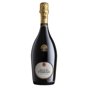 Mousserende wijn uit Italië, Giulio Ferrari Trentodoc Riserva in luxe fles met goud etiket en bekroond embleem