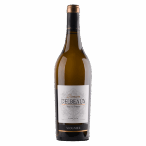 Witte wijn, Viognier druif, Pays d’Oc Frankrijk – Delbeaux wijn met sierlijk etiket en koperen accenten