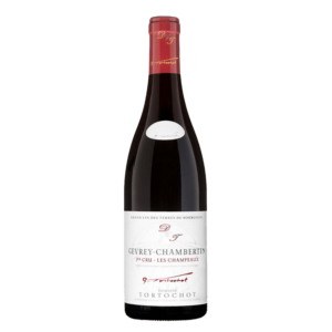 Franse wijn van Pinot Noir uit Bourgogne, Gevrey-Chambertin 1er Cru Les Champeaux met wit etiket en verfijnde rode wijn