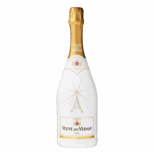 Mousserende wijn uit Frankrijk, Veuve du Vernay Ice in witte fles met gouden capsule en verfijnd Parijs design