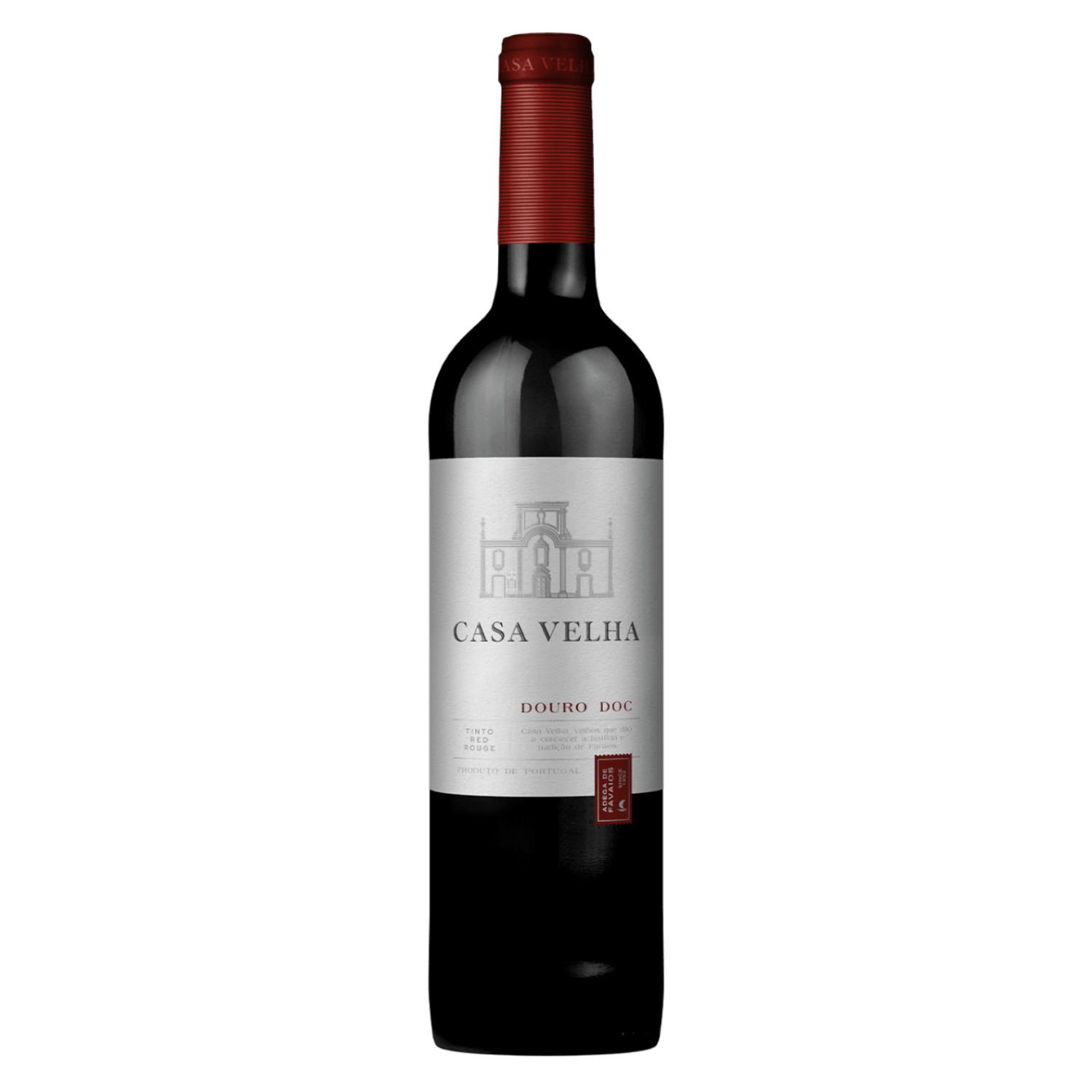 Portugese wijn uit Douro Portugal, Casa Velha met strak wit etiket en krachtige rode wijn met karakter en herkomst