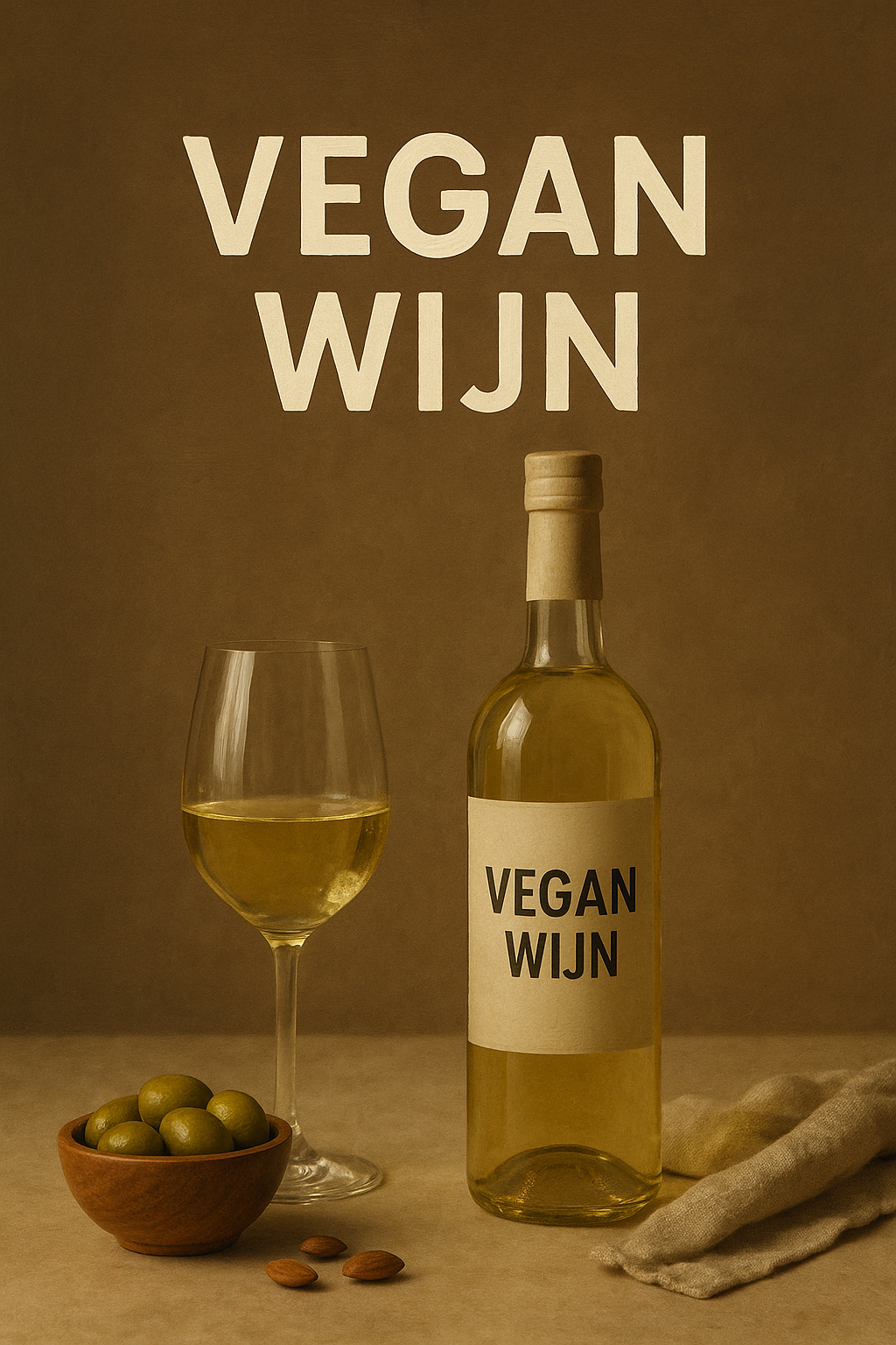 fles vegan wijn met glas wijn