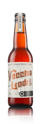 Vecchia Lodi bier – vintage barley wine 2020 in amberkleurige fles met klassiek label en robuuste Italiaanse stijl.