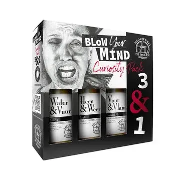 De Molen bier pakket Blow Your Mind met Water & Vuur, Heen & Weer en Vuur & Vlam – drie keer IPA bier in doos