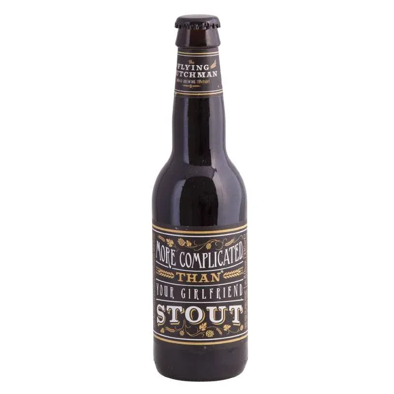 Fles More Complicated Than Your Girlfriend bier van The Flying Dutchman met sierlijk zwart-goud etiket