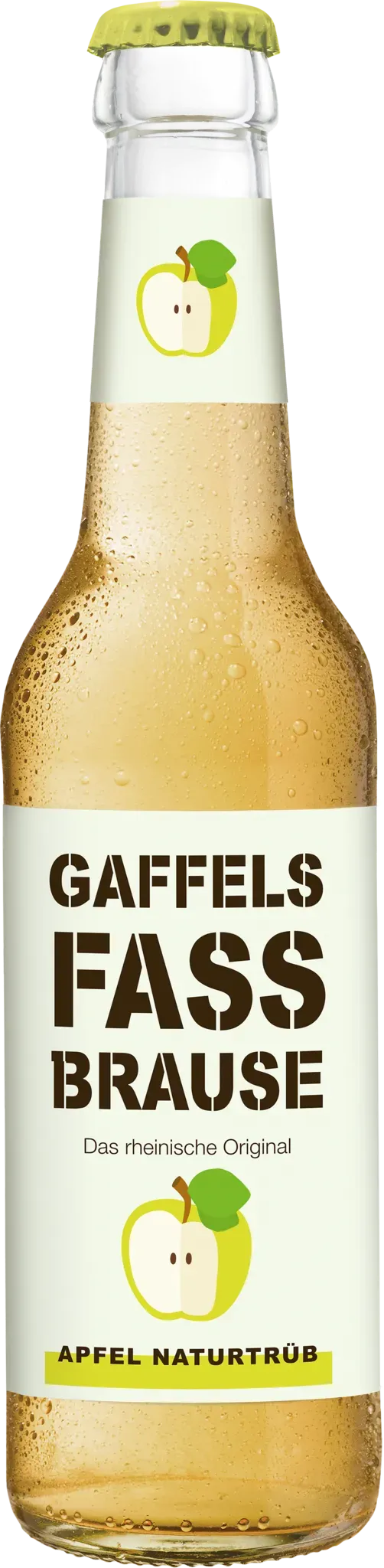 Fles Gaffels Fassbrause Apfel Naturtrüb bier met troebel appelsapdesign, alcoholvrij bier met frisse appeltonen
