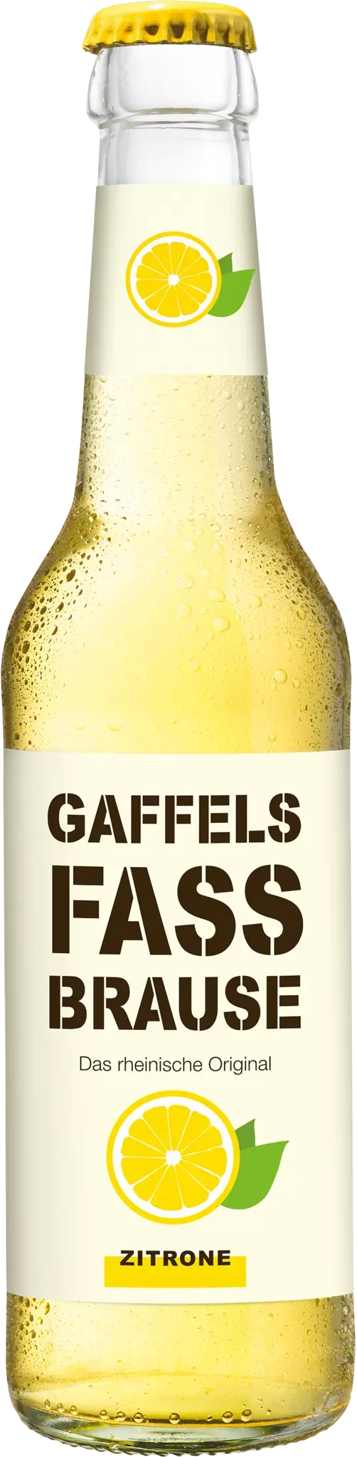 Fles Gaffels Fassbrause Zitrone bier met helder geel design, alcoholvrij bier met natuurlijke citroensmaak