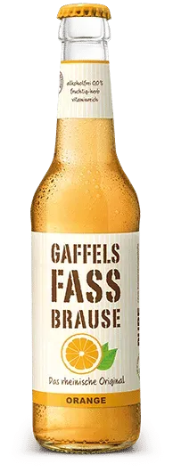 Fles Gaffels Fassbrause Orange bier met helder oranje design, alcoholvrij bier met natuurlijke sinaasappelsmaak